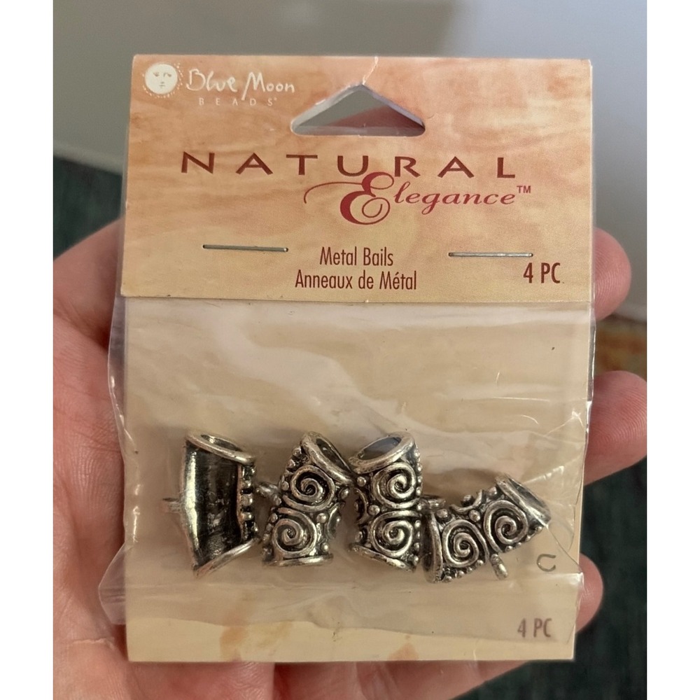 Blue Moon Beads Natural Elegance Metal Bails Silver Tone Scroll Design 4pc